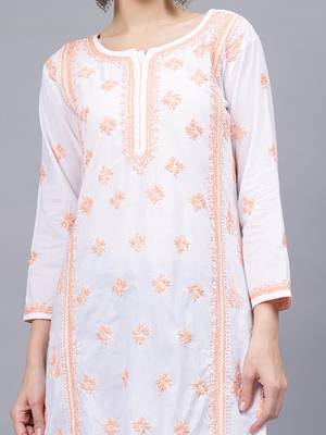 White cotton lucknowi chikankari kurta 2