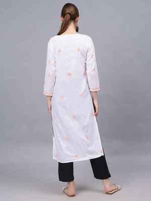 White cotton lucknowi chikankari kurta 3