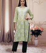 Light pista green mal-mal lucknowi chikankari kurta