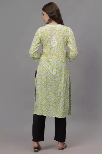 Light pista green mal-mal lucknowi chikankari kurta