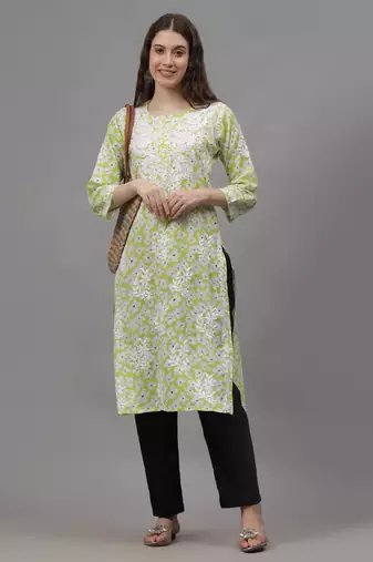 Light pista green mal-mal lucknowi chikankari kurta