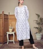 White cotton lucknowi chikankari kurta