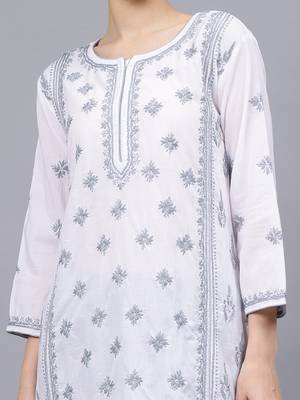 White cotton lucknowi chikankari kurta 2