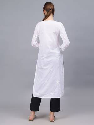 White cotton lucknowi chikankari kurta 3