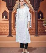 White cotton lucknowi chikankari kurta