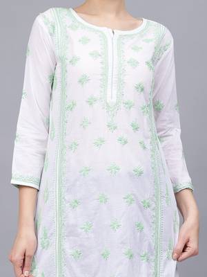White cotton lucknowi chikankari kurta 2