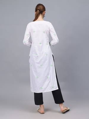 White cotton lucknowi chikankari kurta 3