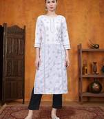 White cotton lucknowi chikankari kurta