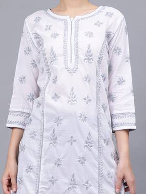 White cotton lucknowi chikankari kurta 2