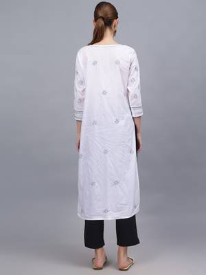 White cotton lucknowi chikankari kurta 3