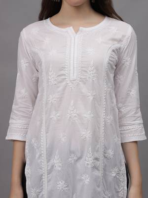White cotton lucknowi chikankari kurta 2