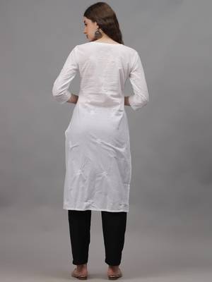 White cotton lucknowi chikankari kurta 3