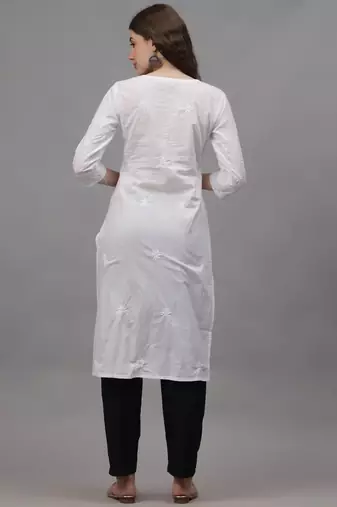 White cotton lucknowi chikankari kurta