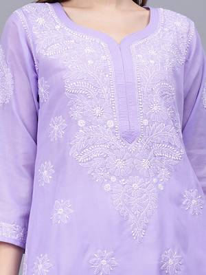 Mauve cotton lucknowi chikankari kurta 2