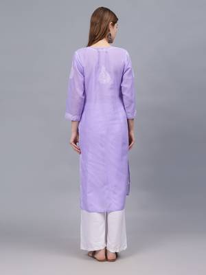 Mauve cotton lucknowi chikankari kurta 3