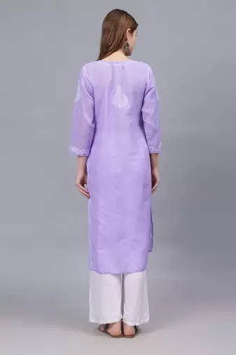 Mauve cotton lucknowi chikankari kurta