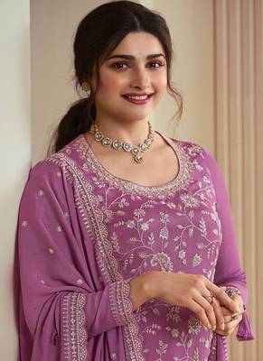 Purple viscose chinon silk salwar suit with dupatta 2