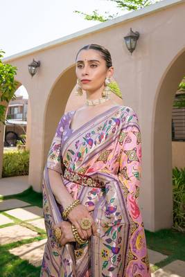 Banarasi Soft Silk Paithani Patola Saree With Meena Zari Weaving Pattern Paithani Weaving Border Rich Pallu With Blouse 2