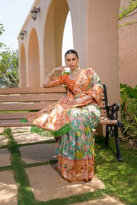 Banarasi Soft Silk Paithani Patola Saree With Meena Zari Weaving Pattern Paithani Weaving Border Rich Pallu With Blouse 2