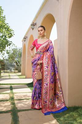 Banarasi Soft Silk Paithani Patola Saree With Meena Zari Weaving Pattern Paithani Weaving Border Rich Pallu With Blouse 2