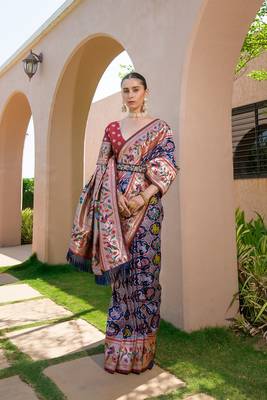  Banarasi Soft Silk Paithani Patola Saree With Meena Zari Weaving Pattern Paithani Weaving Border Rich Pallu With Blouse 2