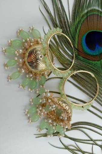   premium mogra bali jhumka-pista pitch colour