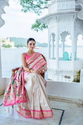 Soft Faux Kanjivaram Silk Saree With Exclusive Contrast Border And Rich Paithani Pallu With Fancy Colourfull Tassels