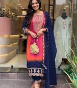 Designer pure chinnon silk heavy wedding wear suit set