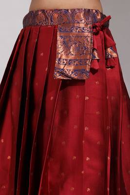 Premium Woven with Zari Work Semi-Stitched Half Saree with Unstitched Blouse with Dupatta 3