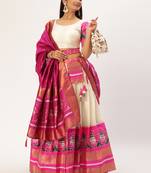 Premium Woven with Zari Work Semi-Stitched Half Saree with Unstitched Blouse with Dupatta