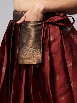 Premium Woven with Zari Work Semi-Stitched Half Saree with Unstitched Blouse with Dupatta 4