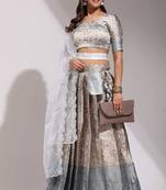 Premium Woven with Zari Work Semi-Stitched Zari Work lehenga with Unstitched Blouse and  Net Dupatta