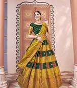 Premium Woven with Zari Work Semi-Stitched Half Saree with Unstitched Blouse with Dupatta