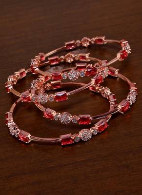 Rose Gold American Diamond Hydro Ruby Bangles BD720 1