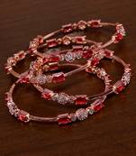 Rose Gold American Diamond Hydro Ruby Bangles BD720