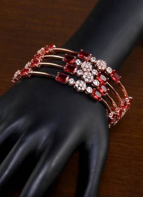 Rose Gold American Diamond Hydro Ruby Bangles BD720 2