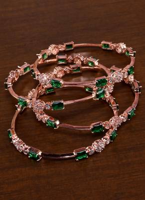 Rose Gold American Diamond Hydro Emerald Bangles BD721 1