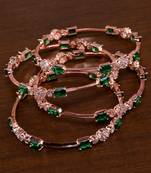Rose Gold American Diamond Hydro Emerald Bangles BD721