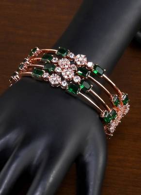 Rose Gold American Diamond Hydro Emerald Bangles BD721 2