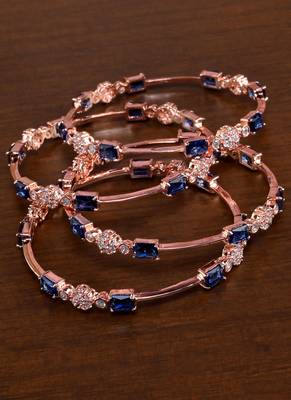 Rose Gold American Diamond Hydro Sapphire Bangles BD722 1