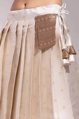 Premium Woven with Zari Work Semi-Stitched Zari Work Half Saree with Unstitched Blouse with Embroidery Rangoli Dupatta 4