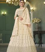 Cream colour embroidered georgette letest lehenga with dupatta