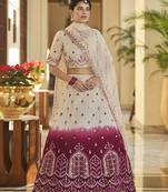 Cream & wine colour art silk embroidered trendy lehenga collection