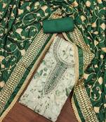 Green Viscose Shimmer Position Work Unstitched Dress Material