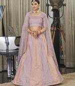 Salmon & peach colour art silk sequins work designer lehenga choli