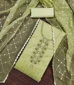 Pista Viscose Organza Banarasi Unstitched Dress Material