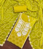 Lime Modal Chanderi Embroidered Unstitched Dress Material