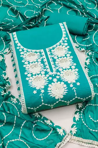 Rama Modal Chanderi Embroidered Unstitched Dress Material