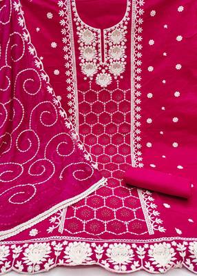 Rani Modal Chanderi Embroidered Unstitched Dress Material 3