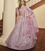 Lilac colour art silk sequins work partywear lehenga choli